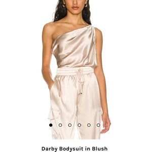Cami NYC Silk Darby one-shoulder bodysuit in Blush (Size M)